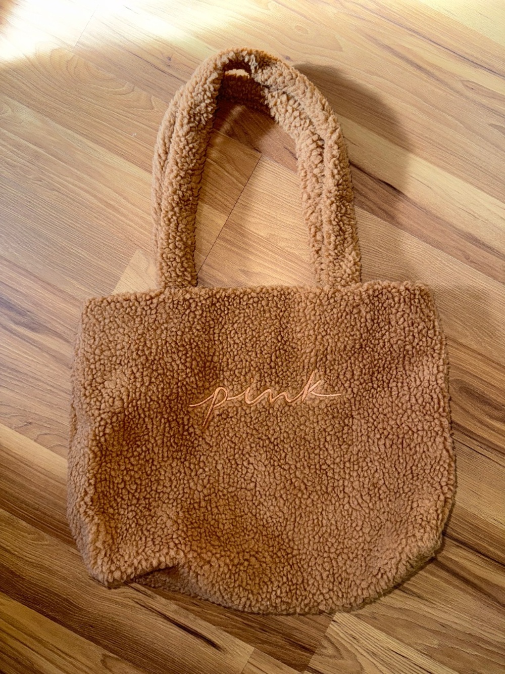 VICTORIA'S SECRET Pink Large Cozy Plush Fleece Tote Bag Sherpa - Brown